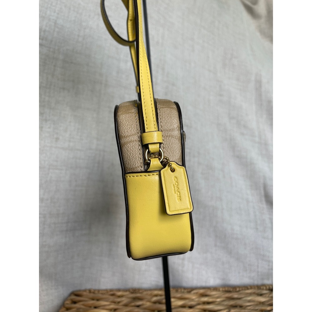 Coach Mini Jamie Camera Bag Signature Canvas Garden Print Yellow Crossbody C9947 - Picture 4 of 5